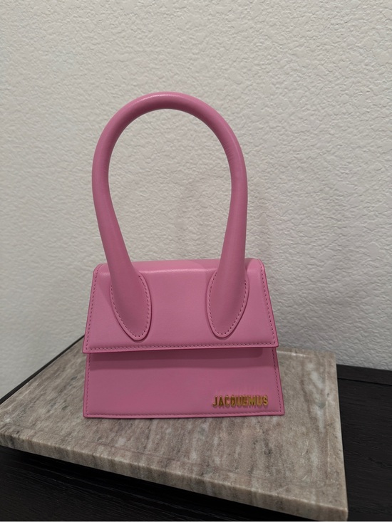 Jacquemus Handbags - Jacquemus Le Chiquito Moyen Pink Leather Top Handle Bag Crossbody